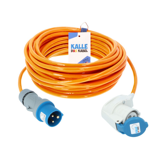 Camping Verlängerungskabel mit CEE Camping Stecker und Winkelkupplung Kompakt 230V 16A 2,5mm² in Signalfarbe Orange - Robust & Sicher – „Made in Germany“ 10 Meter