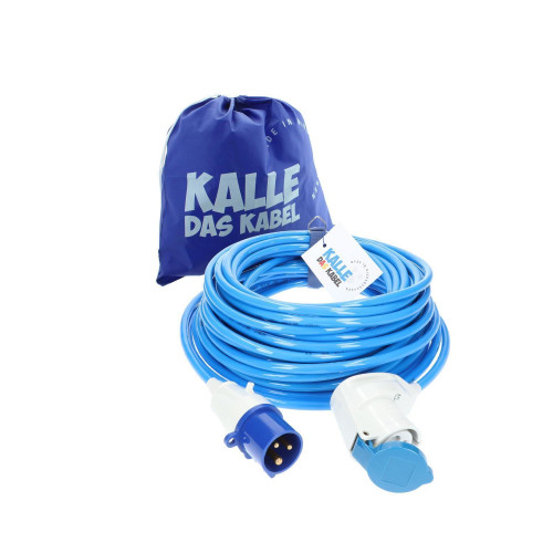 CEE Verlängerung KALLE Blue EXTREME 2,5mm² mit CEE Stecker Öse und CEE Winkelkupplung kompakt 50 Meter