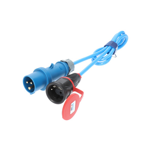 Adapter Professional CEE Stecker 230V auf Schuko Kupplung 230V H07BQ-F 3G 2,5 blau