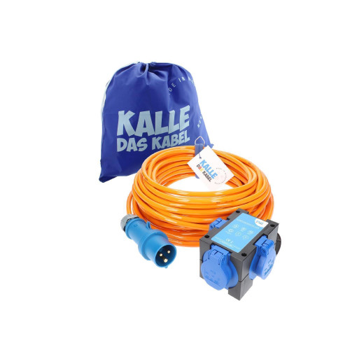 Kalle Adapterkabel CEE 230V 16A 2,5mm² auf Zelt Edition Extreme Signal Orange IP44 20 Meter