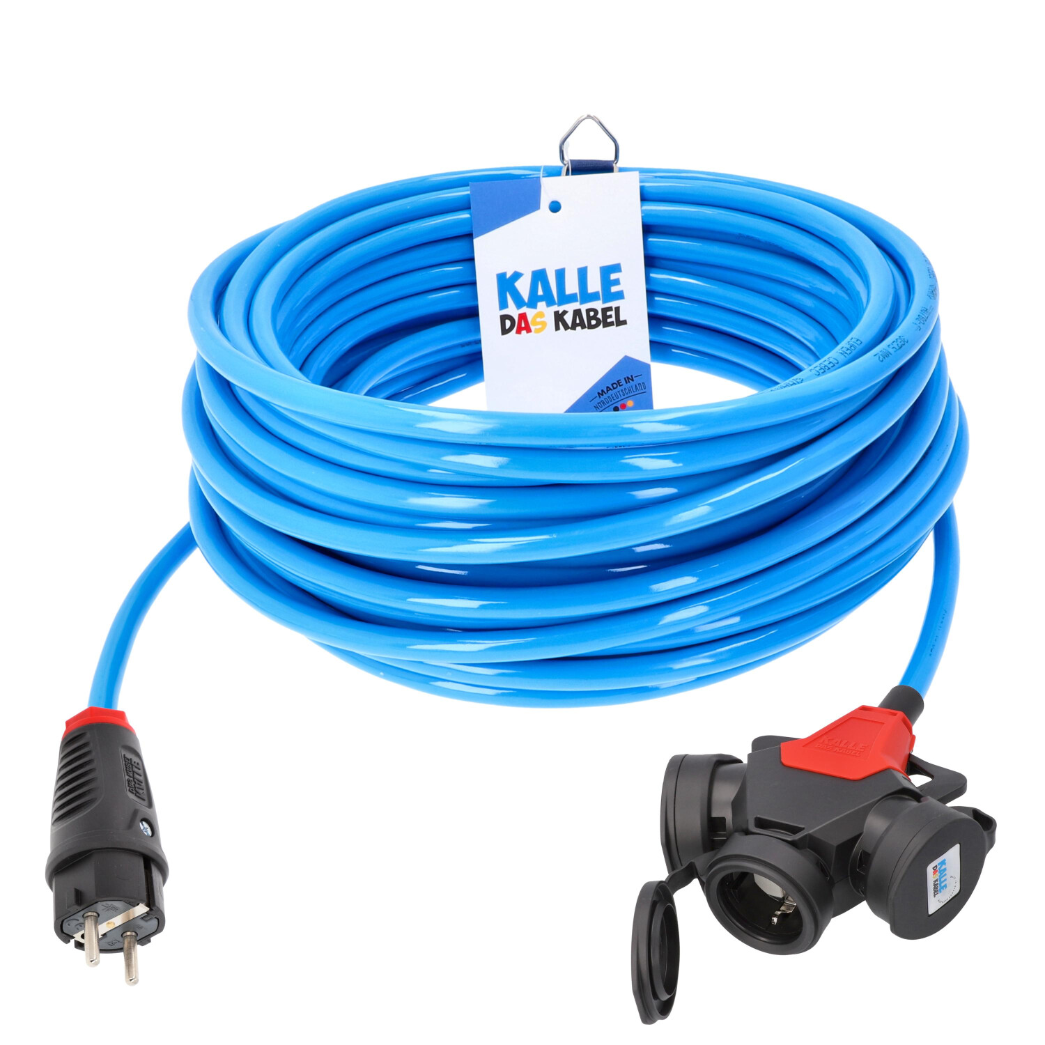 KALLE DAS KABEL Land-Anschluss-Kabel 25 M – Mit CEE-Stecker & Marinco-Kupplung, 2,5 Mm², PUR, Wasserfest