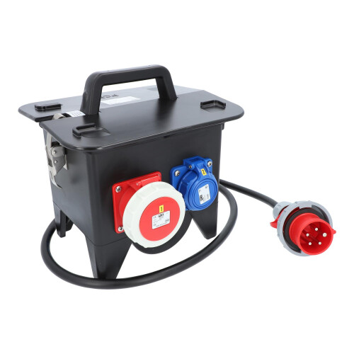 Mobilverteiler Stromverteiler RIED Model 3 mit 1,5 m H07RN-F 5G 2,5 mm² Gummileitung mit CEE-Stecker 400V 16A 5-polig 2x CEE-Steckdose 16A 2x Schuko Steckdose IP54 Vollgummiverteiler