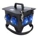 Mobilverteiller, Stromverteiler SPITZ Model 3, 400V 16A, 2x CEE 16A, 4x Schuko IP66/68 mit FI-Schalter Vollgummiverteiler