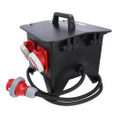 Mobilverteiller, Stromverteiler SPITZ Model 3, 400V 16A, 2x CEE 16A, 4x Schuko IP66/68 mit FI-Schalter Vollgummiverteiler