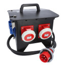 Mobilverteiller, Stromverteiler SPITZ Model 3, 400V 16A, 2x CEE 16A, 4x Schuko IP66/68 mit FI-Schalter Vollgummiverteiler