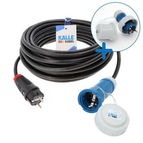 Kalle Anschlussleitung "AquaSecure" Schuko 230V 16A 2,5 mm²  + IP68 Stecker zur Selbstmontage 25 Meter