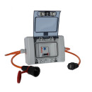 Kalle Stromzähler / Zwischenzähler Schuko 230V H07BQ-F 3G 2,5 orange (PUR-Kabel) mit FI 30mA, Anschluss und Abgangsleitung je 1 Meter Länge
