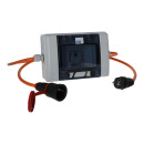 Kalle Stromzähler / Zwischenzähler Schuko 230V H07BQ-F 3G 2,5 orange (PUR-Kabel) mit FI 30mA, Anschluss und Abgangsleitung je 1 Meter Länge