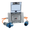Kalle Stromzähler / Zwischenzähler CEE 230V H07BQ-F 3G 2,5 orange (PUR-Kabel), Anschluss und Abgangsleitung je 1 Meter Länge