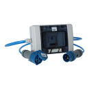 Kalle Stromzähler / Zwischenzähler CEE 230V H07BQ-F 3G 2,5 blau (PUR-Kabel) mit FI 30mA, Anschluss und Abgangsleitung je 1 Meter Länge