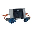 Kalle Stromzähler / Zwischenzähler CEE 230V H07BQ-F 3G 2,5 orange (PUR-Kabel) mit FI 30mA, Anschluss und Abgangsleitung je 1 Meter Länge