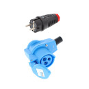 Kalle LEDapter Schuko auf CEE 230V Winkelkupplung 3G 2,5 mm² mit LED-Verpolungsanzeige Extreme Blau IP44
