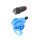Kalle LEDapter Schuko auf CEE 230V Winkelkupplung 3G 2,5 mm² mit LED-Verpolungsanzeige Extreme Blau IP44