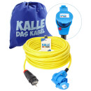 Kalle LEDapter Schuko auf CEE 230V Winkelkupplung 3G 2,5 mm² mit LED-Verpolungsanzeige Extreme Signal Gelb IP44 25 Meter
