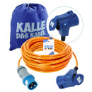 Kalle Verlängerungskabel CEE Stecker auf CEE Winkelkupplung mit LED Spannungsanzeige H07BQ-F 3G 2,5 mm² 230V 16A Extreme Signal Orange IP44 30 Meter