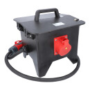 Mobilverteiler, Stromverteiler SPITZ Model 5B, 400V 32A, 1x CEE 32A, 2x CEE 16A 4x Schuko IP54 mit FI-Schalter Typ B Vollgummiverteiler